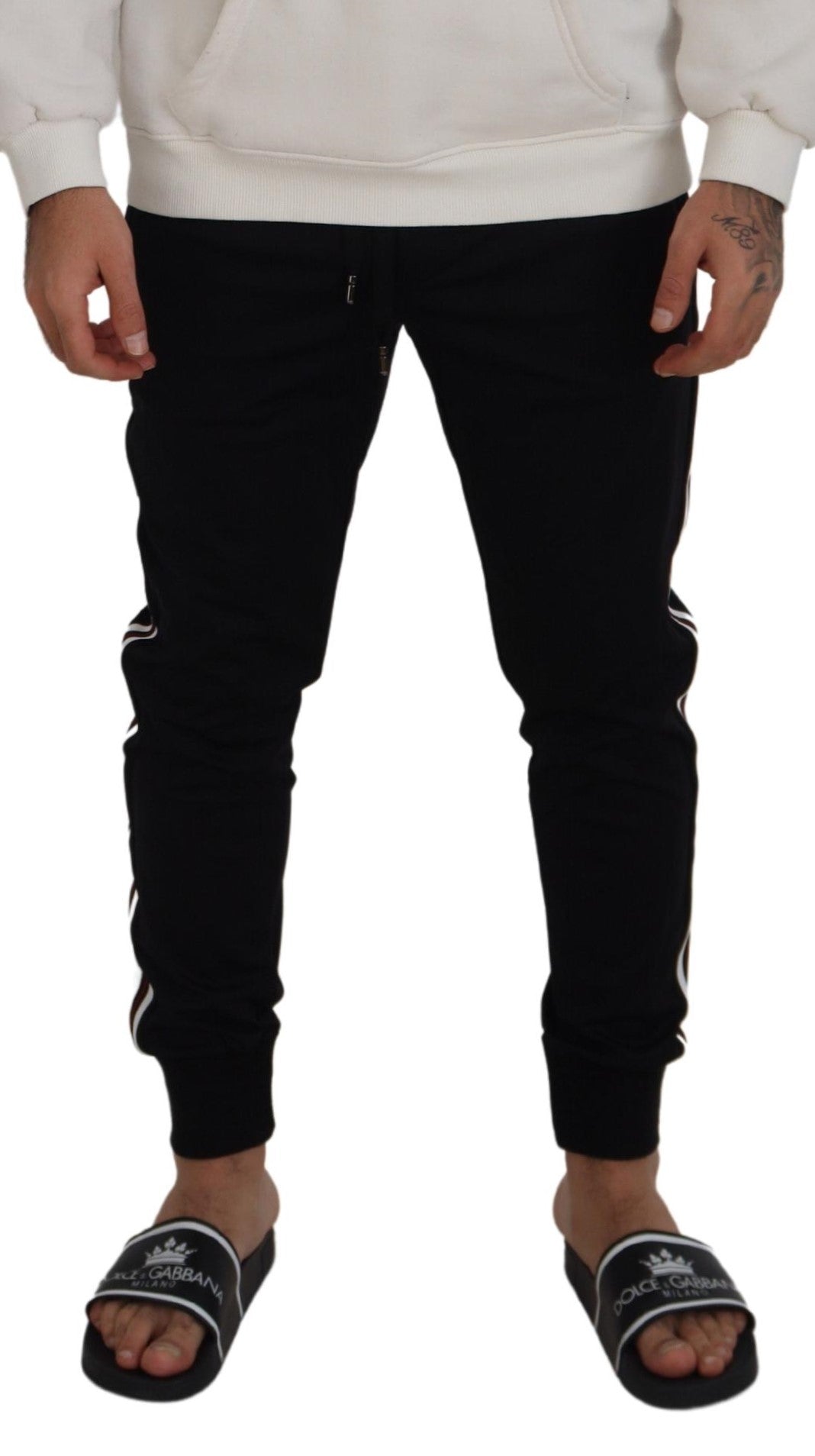 Dolce & Gabbana Black DG Print Mens Jogger Pants Dolce & Gabbana