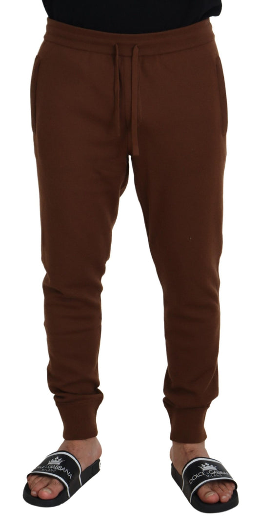 Dolce & Gabbana Brown Cashmere Men Drawstring Jogger Pants Dolce & Gabbana