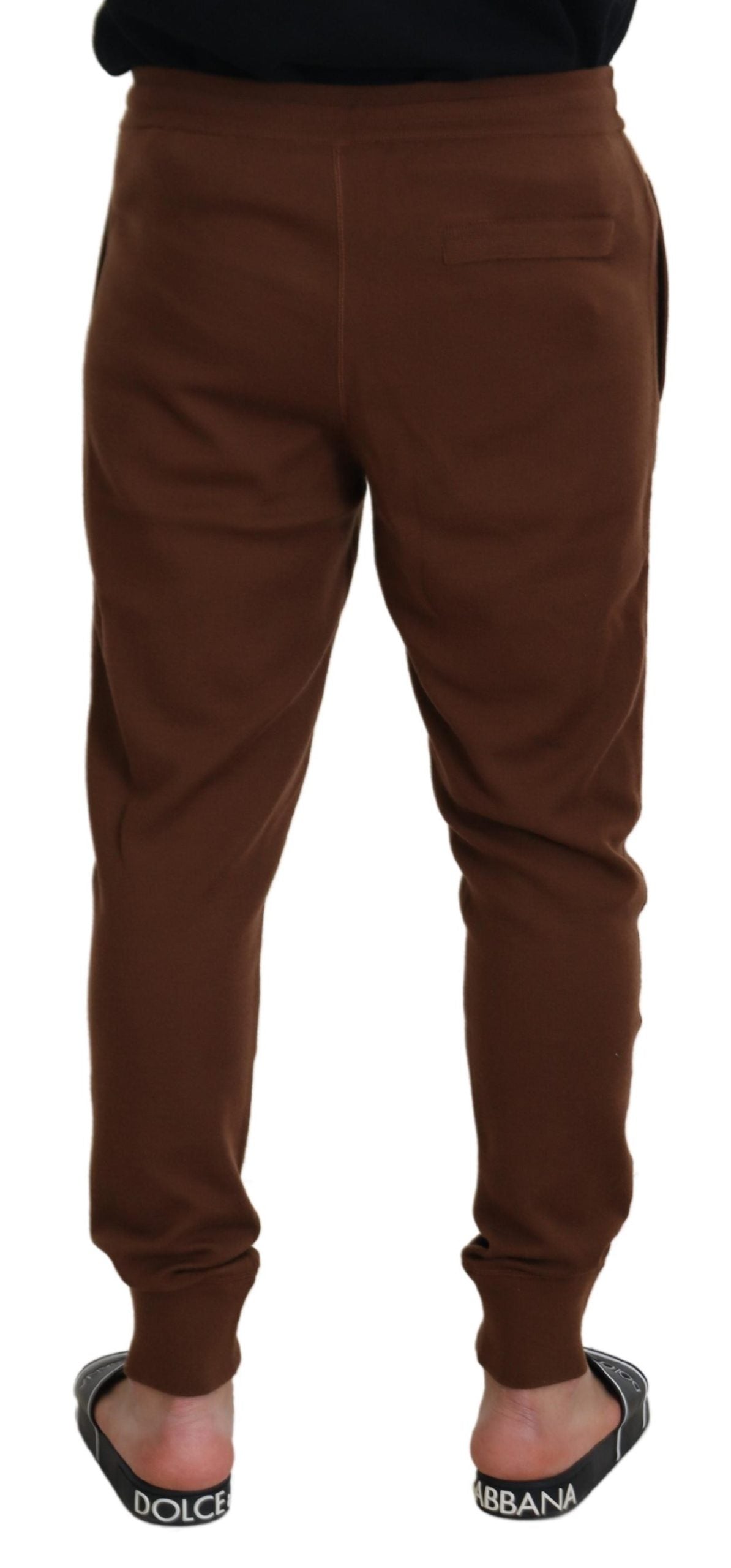 Dolce & Gabbana Brown Cashmere Men Drawstring Jogger Pants Dolce & Gabbana