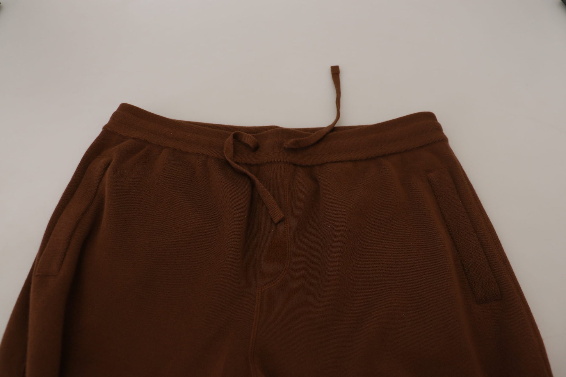Dolce & Gabbana Brown Cashmere Men Drawstring Jogger Pants Dolce & Gabbana
