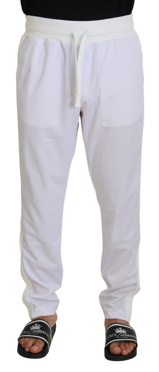 Dolce & Gabbana White Polyester Crown Logo Jogger Pants Dolce & Gabbana