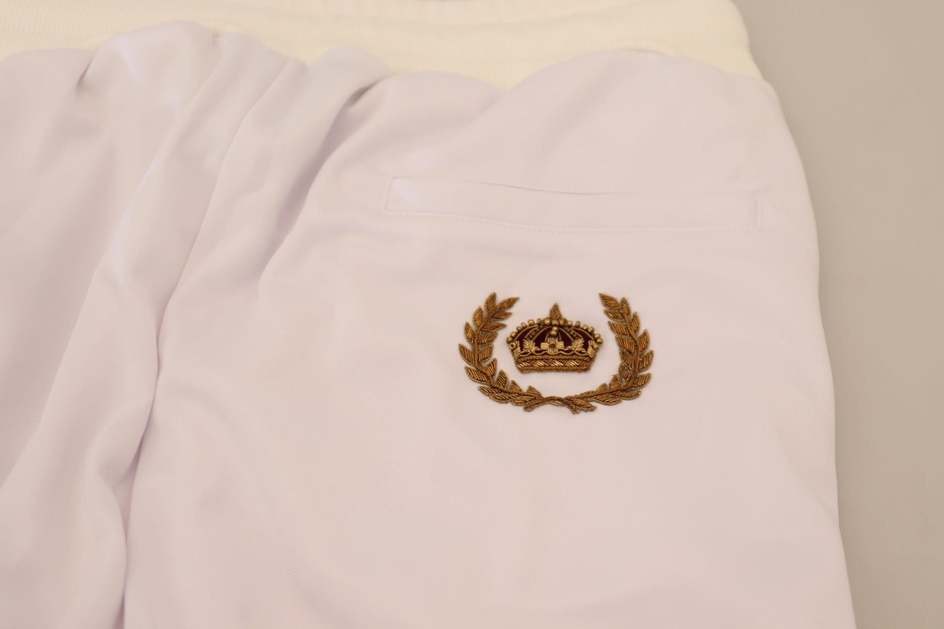 Dolce & Gabbana White Polyester Crown Logo Jogger Pants Dolce & Gabbana