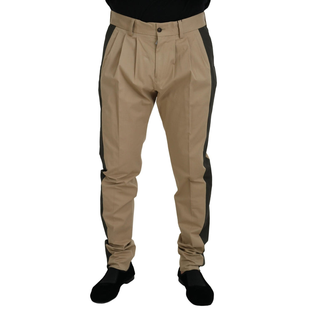Dolce & Gabbana Brown Black Cotton Chino Men Pants