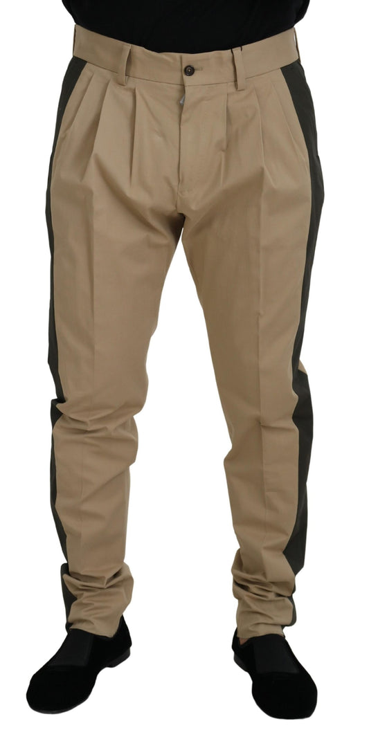 Dolce & Gabbana Brown Black Cotton Chino Men Pants Dolce & Gabbana