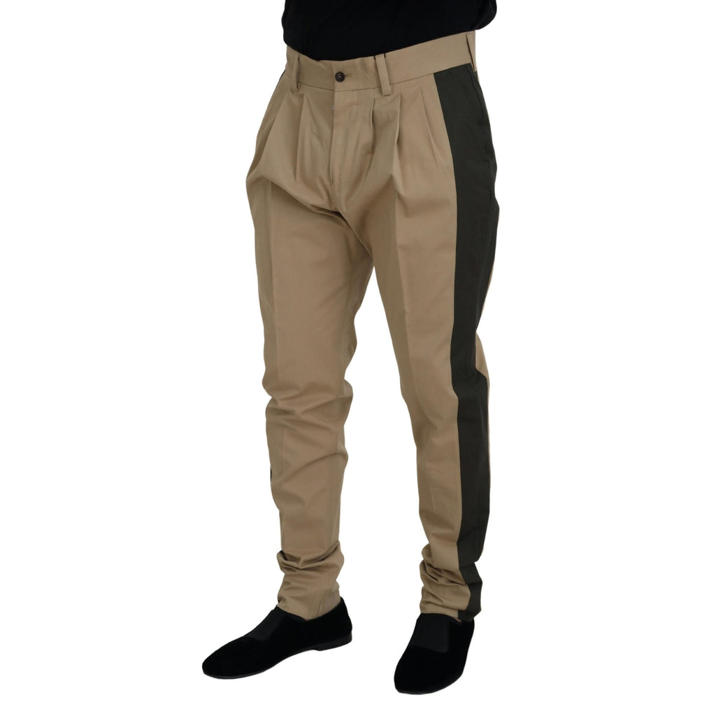 Dolce & Gabbana Brown Black Cotton Chino Men Pants