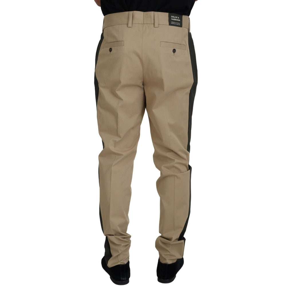 Dolce & Gabbana Brown Black Cotton Chino Men Pants