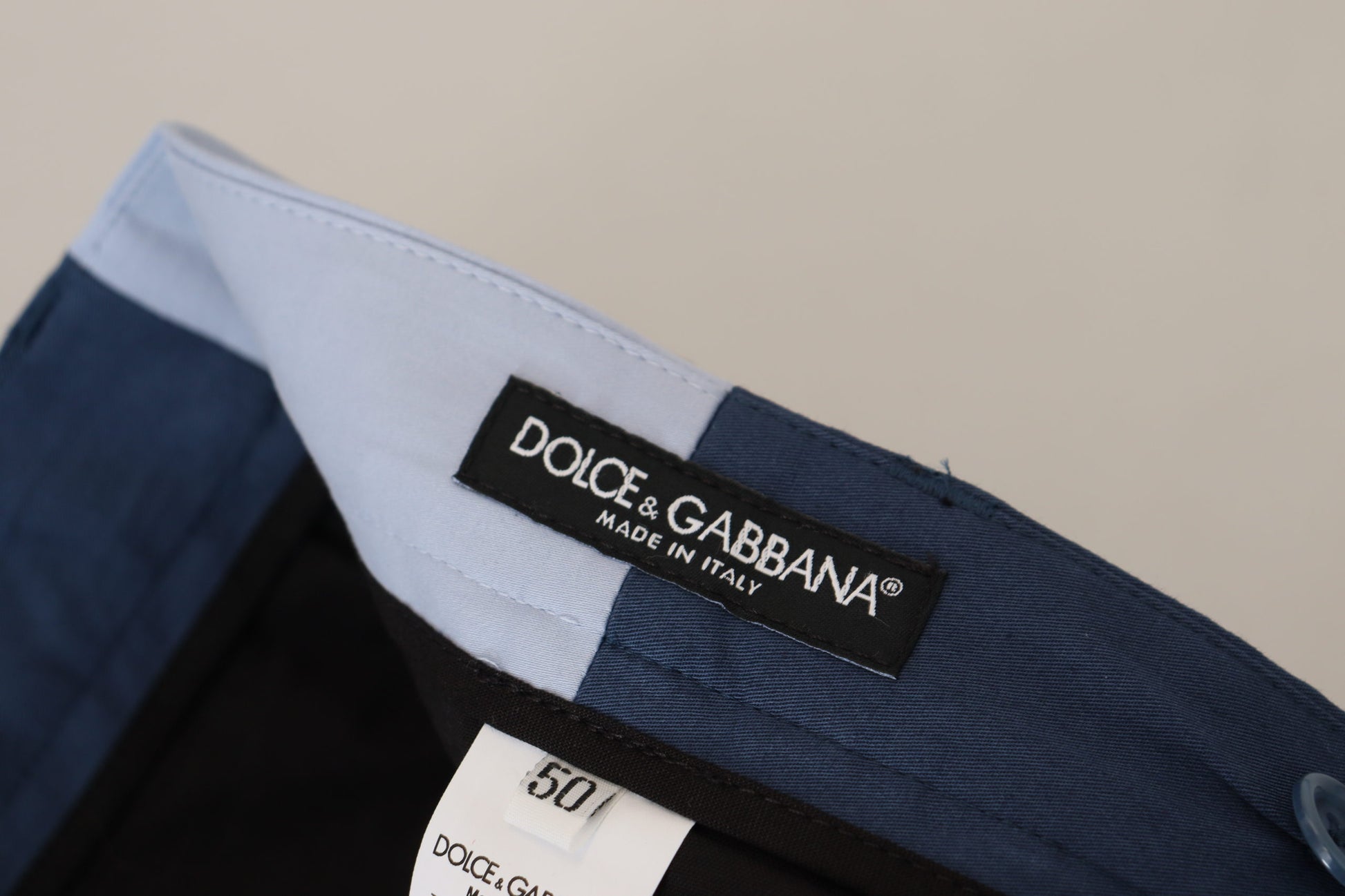 Dolce & Gabbana Blue Cotton Straight Fit Pants Dolce & Gabbana