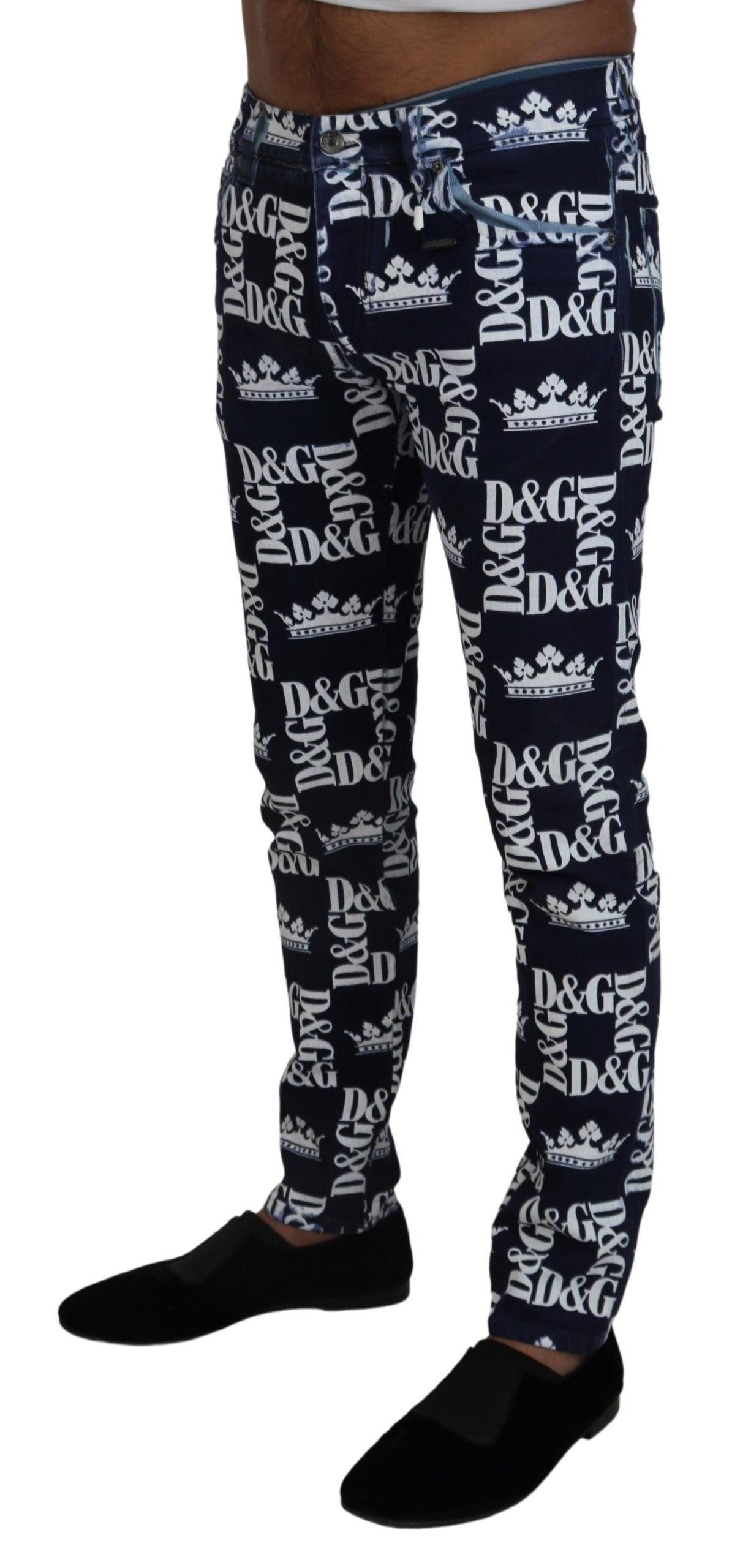 Dolce & Gabbana Blue Cotton DG Crown Skinny Denim Jeans Dolce & Gabbana