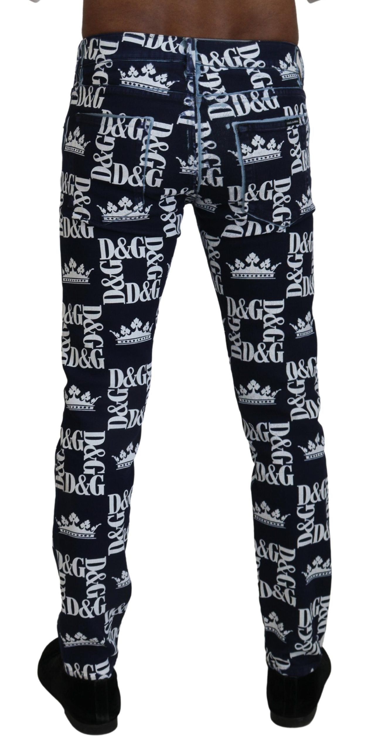 Dolce & Gabbana Blue Cotton DG Crown Skinny Denim Jeans Dolce & Gabbana