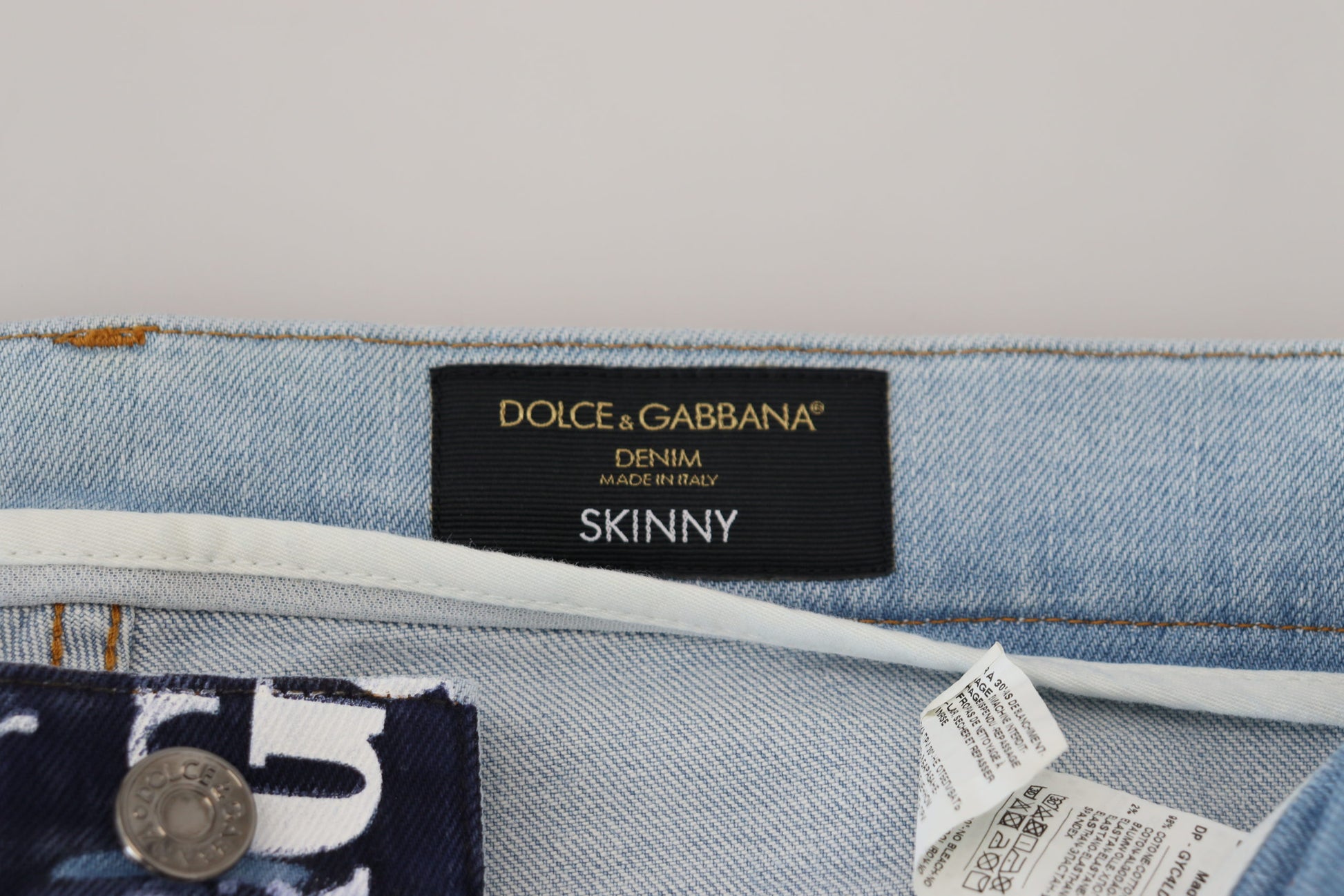 Dolce & Gabbana Blue Cotton DG Crown Skinny Denim Jeans Dolce & Gabbana