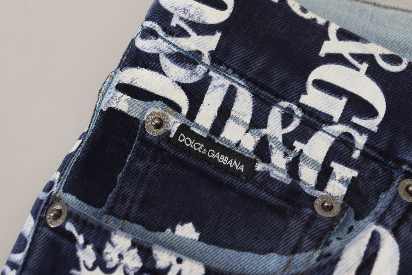 Dolce & Gabbana Blue Cotton DG Crown Skinny Denim Jeans Dolce & Gabbana