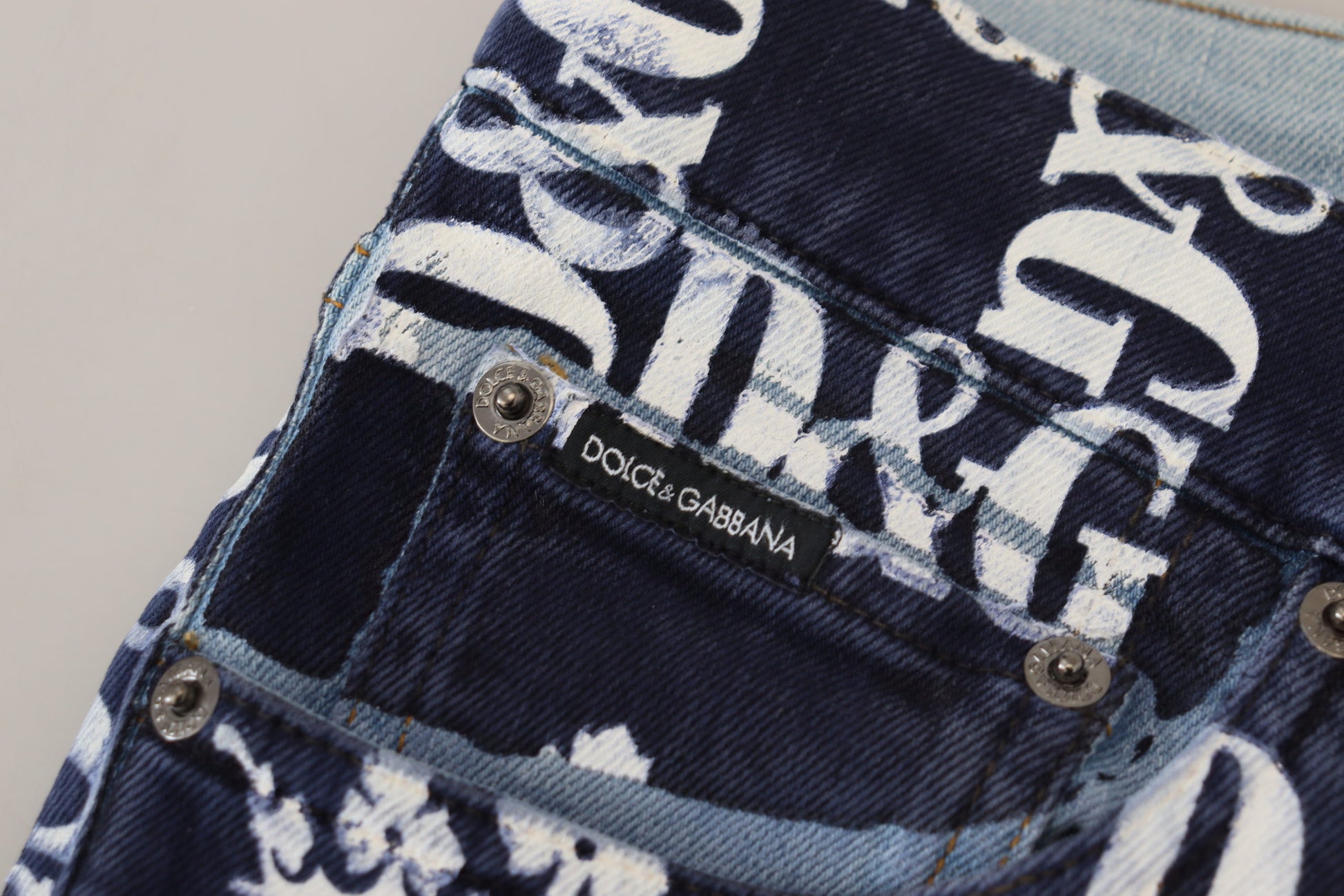 Dolce & Gabbana Blue Cotton DG Crown Skinny Denim Jeans Dolce & Gabbana
