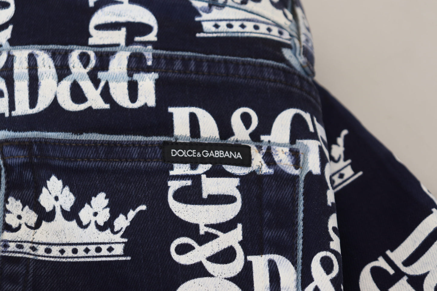 Dolce & Gabbana Blue Cotton DG Crown Skinny Denim Jeans Dolce & Gabbana