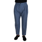Dolce & Gabbana Blue Linen Chino Formal Pants