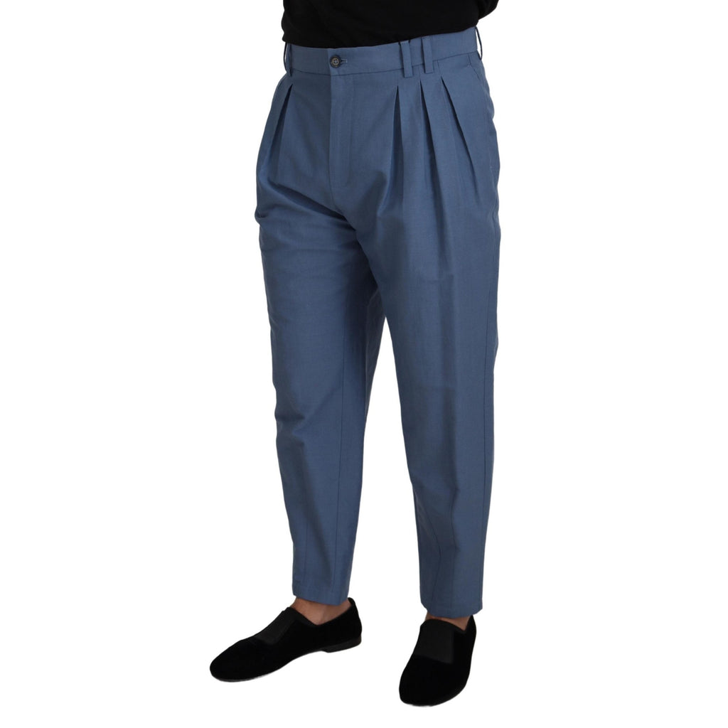 Dolce & Gabbana Blue Linen Chino Formal Pants