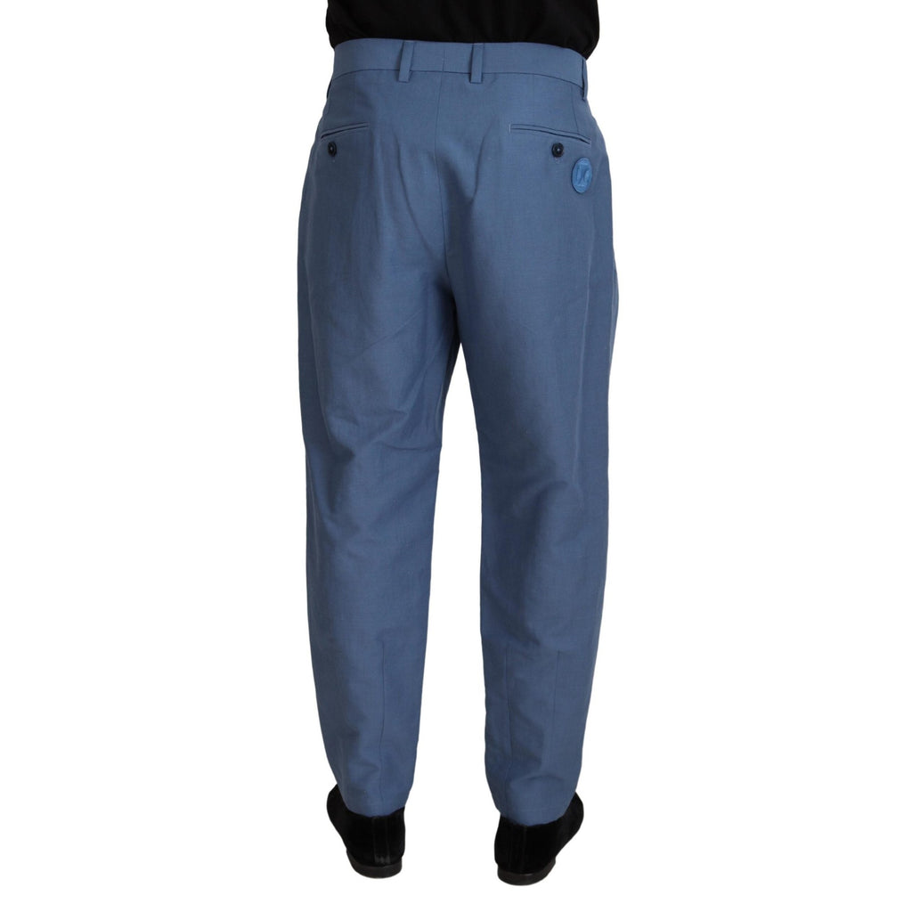 Dolce & Gabbana Blue Linen Chino Formal Pants