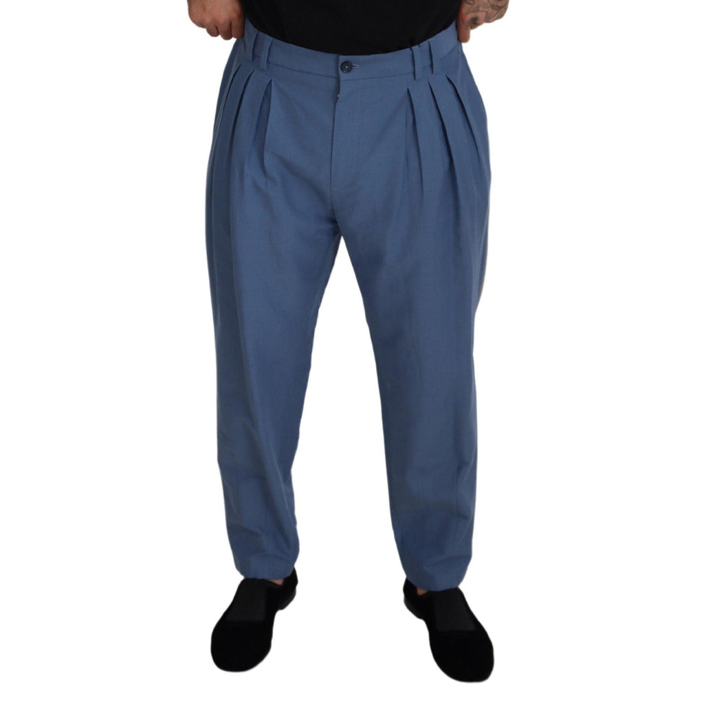 Dolce & Gabbana Blue Linen Chino Formal Pants