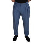 Dolce & Gabbana Blue Linen Chino Formal Pants