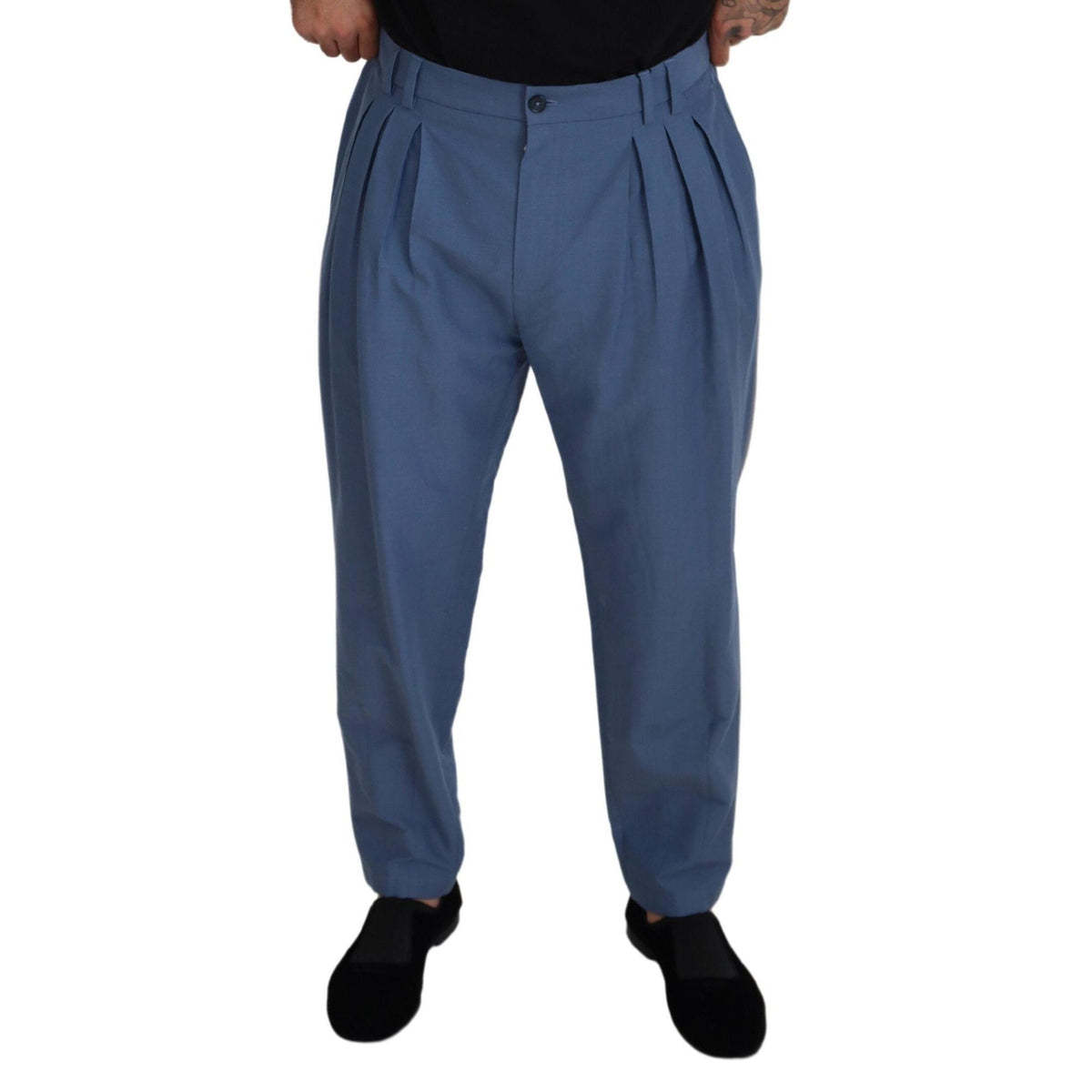 Dolce & Gabbana Blue Linen Chino Formal Pants