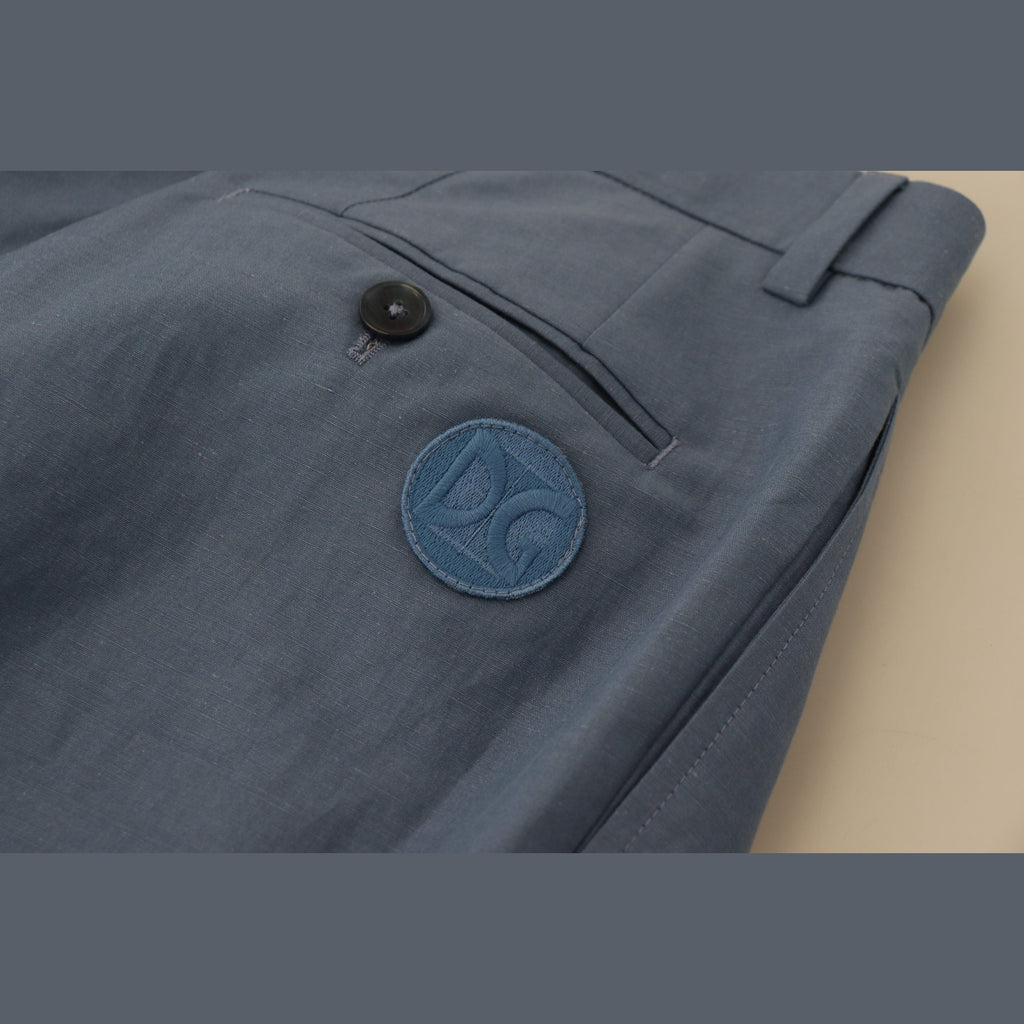 Dolce & Gabbana Blue Linen Chino Formal Pants