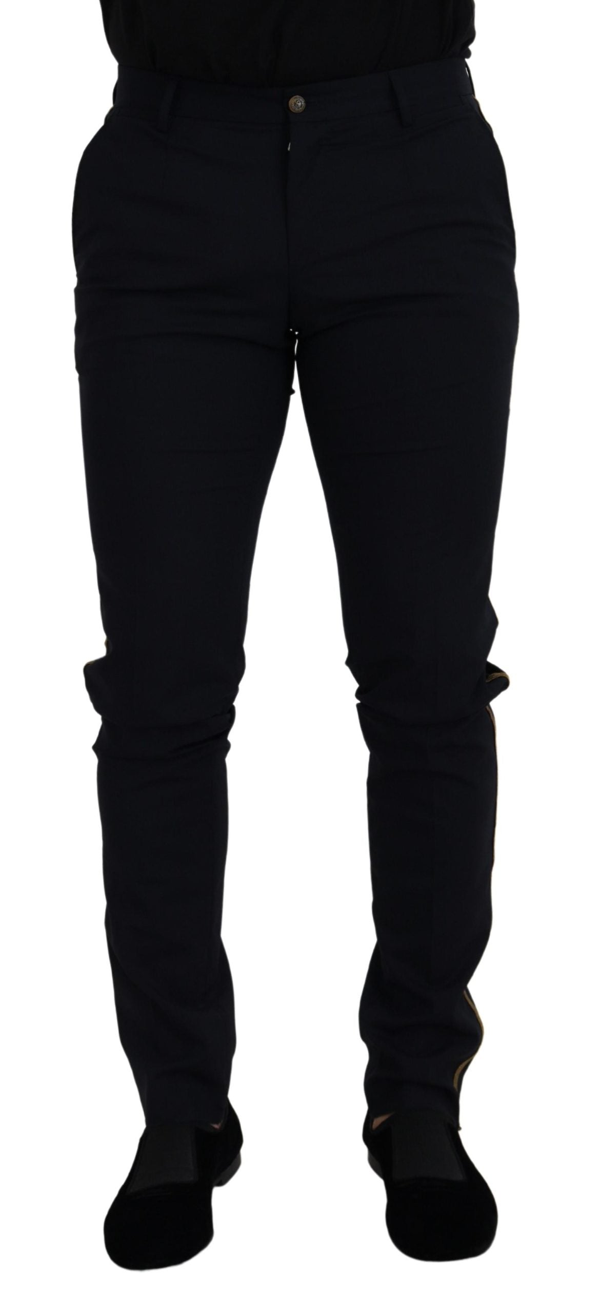 Dolce & Gabbana Black Wool Slim Formal Pants Dolce & Gabbana