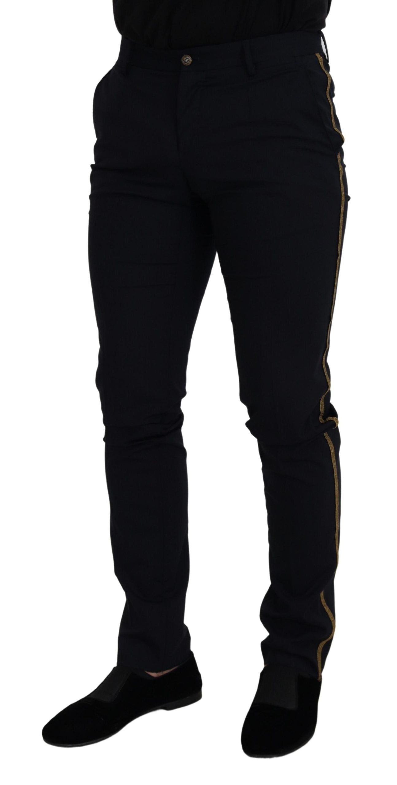 Dolce & Gabbana Black Wool Slim Formal Pants Dolce & Gabbana