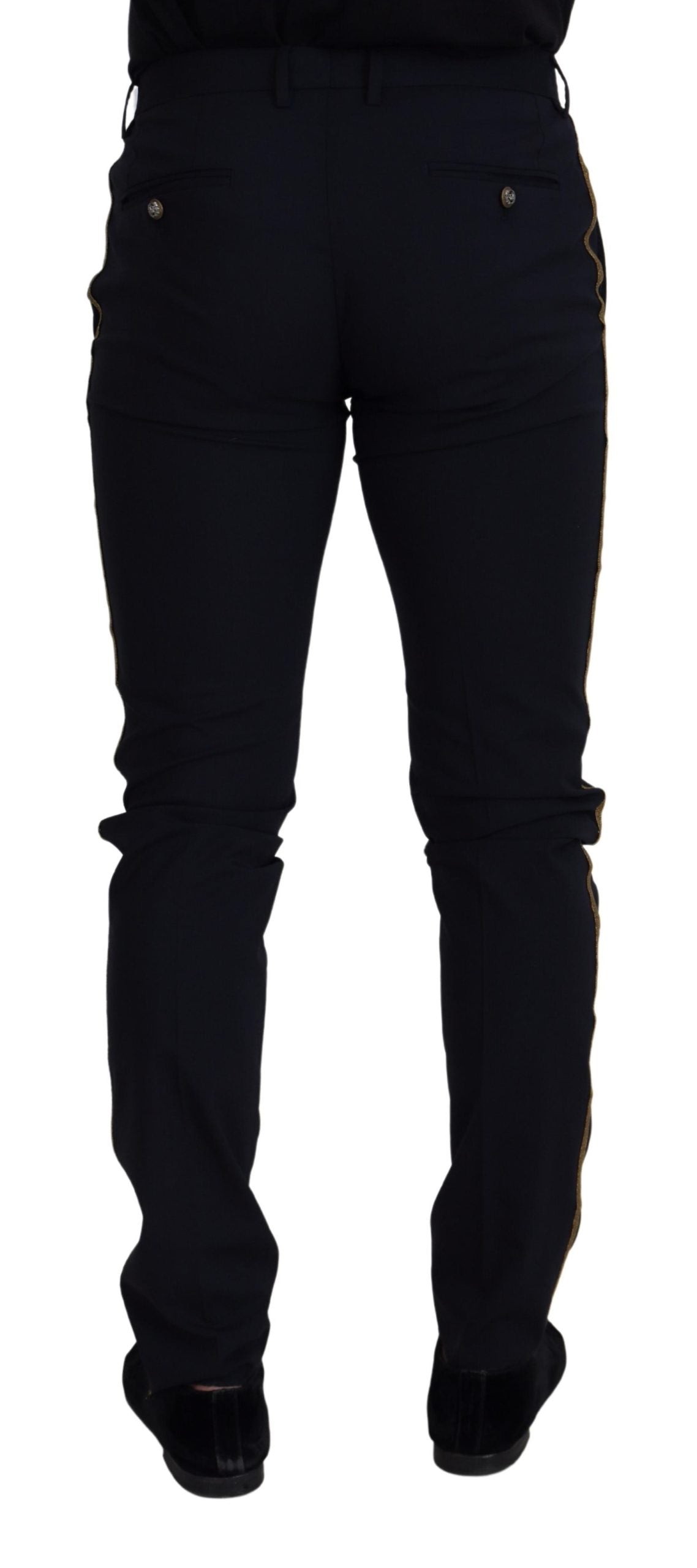 Dolce & Gabbana Black Wool Slim Formal Pants Dolce & Gabbana