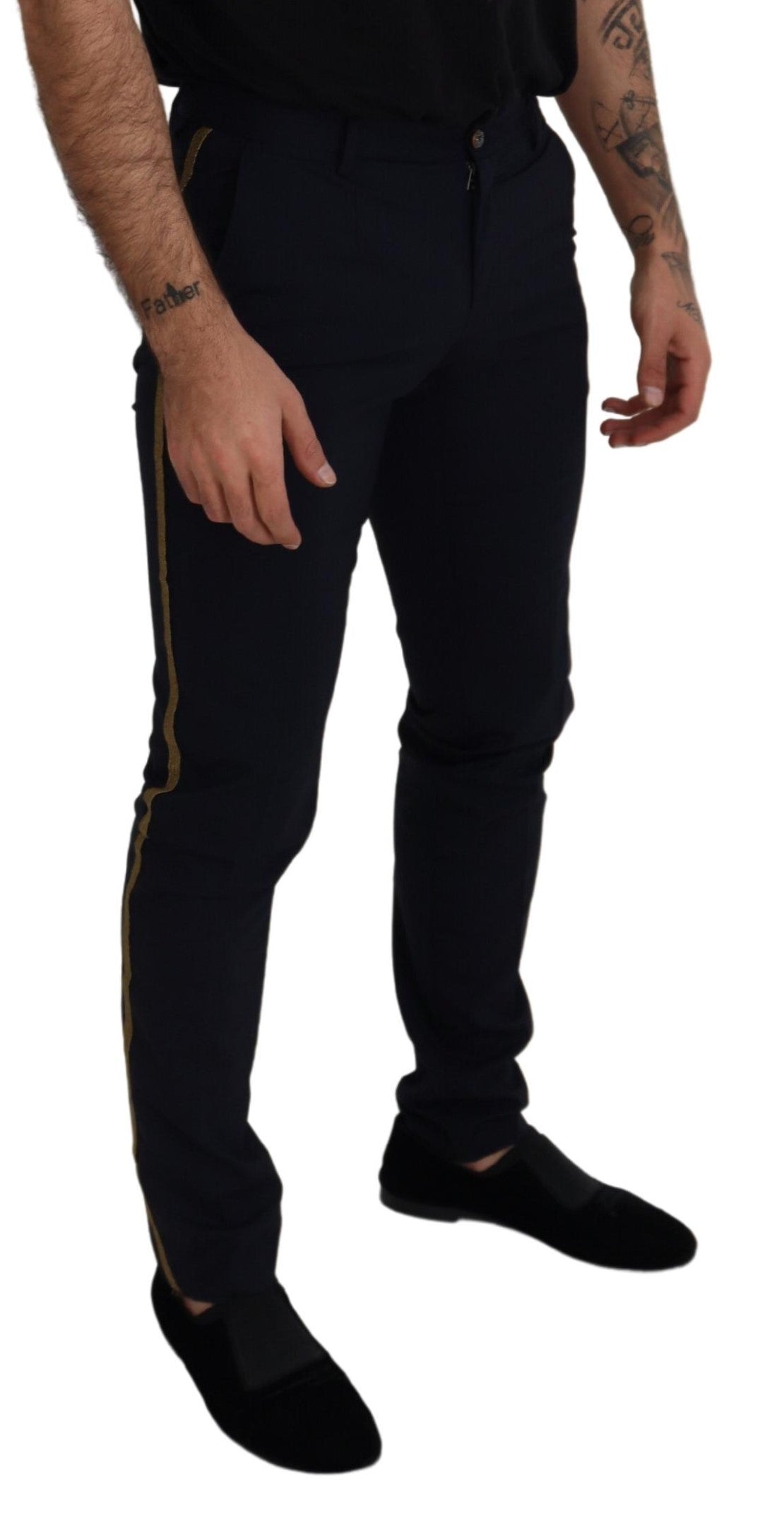 Dolce & Gabbana Black Wool Slim Formal Pants Dolce & Gabbana