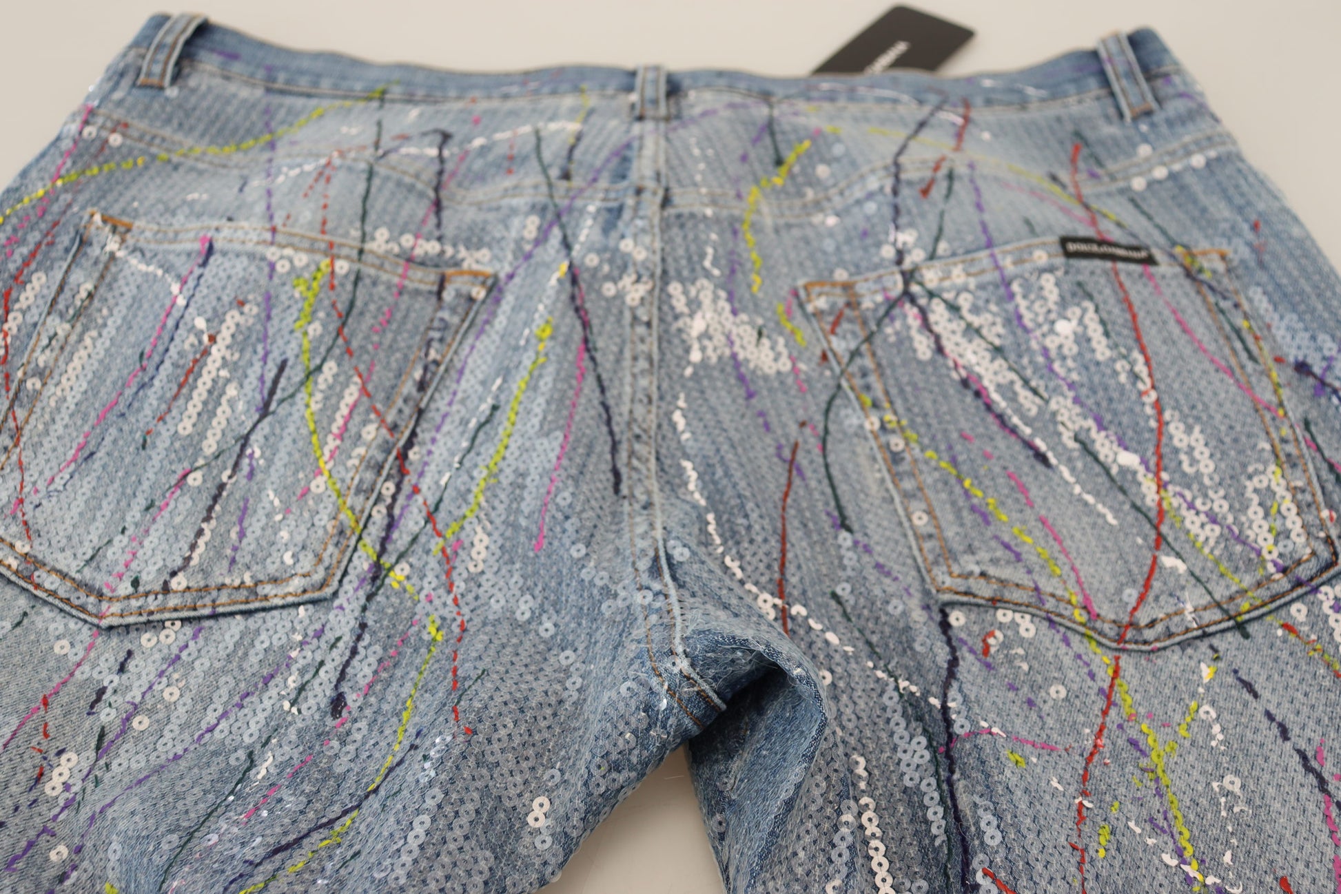 Dolce & Gabbana Blue Cotton Color Splash Print Denim Jeans Dolce & Gabbana