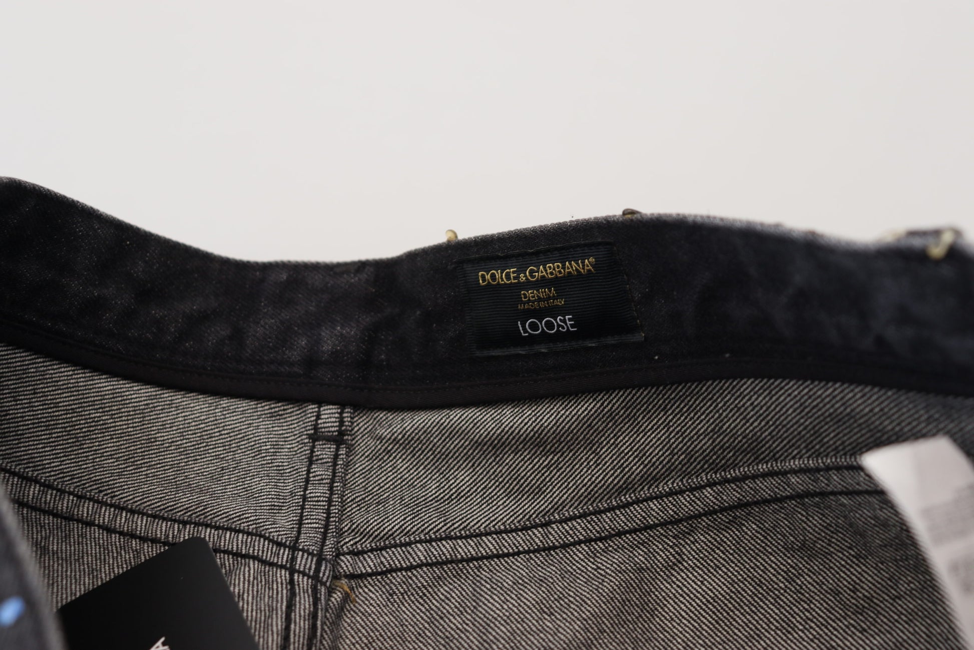 Dolce & Gabbana Black Multicolor Print Tattered Denim Jeans Dolce & Gabbana