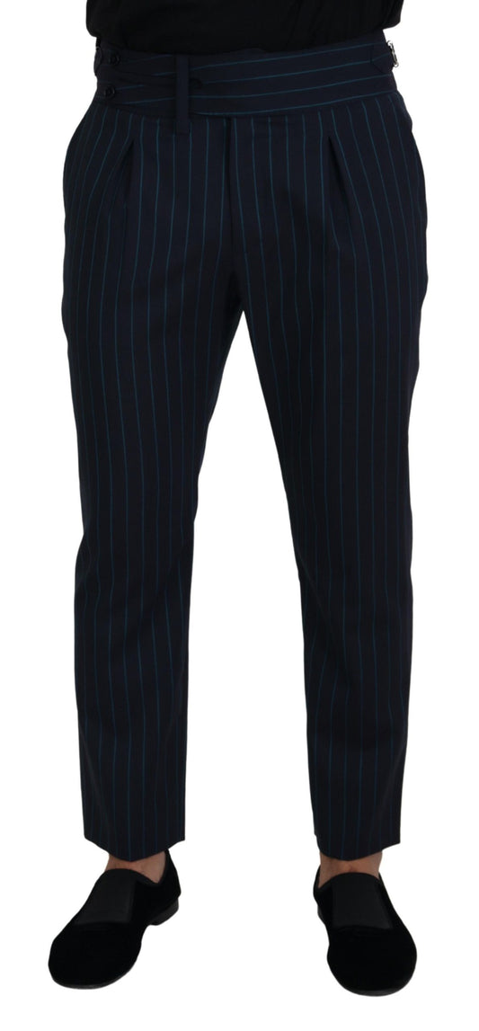Dolce & Gabbana Blue Striped Men Formal Pants Dolce & Gabbana