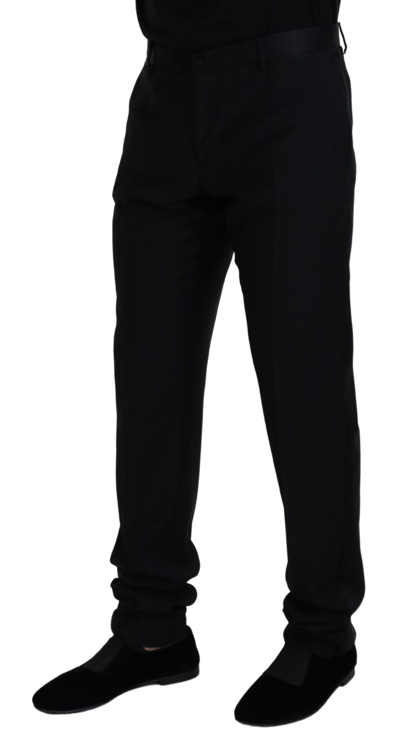 Dolce & Gabbana Black Wool Chino Formal Pants Dolce & Gabbana