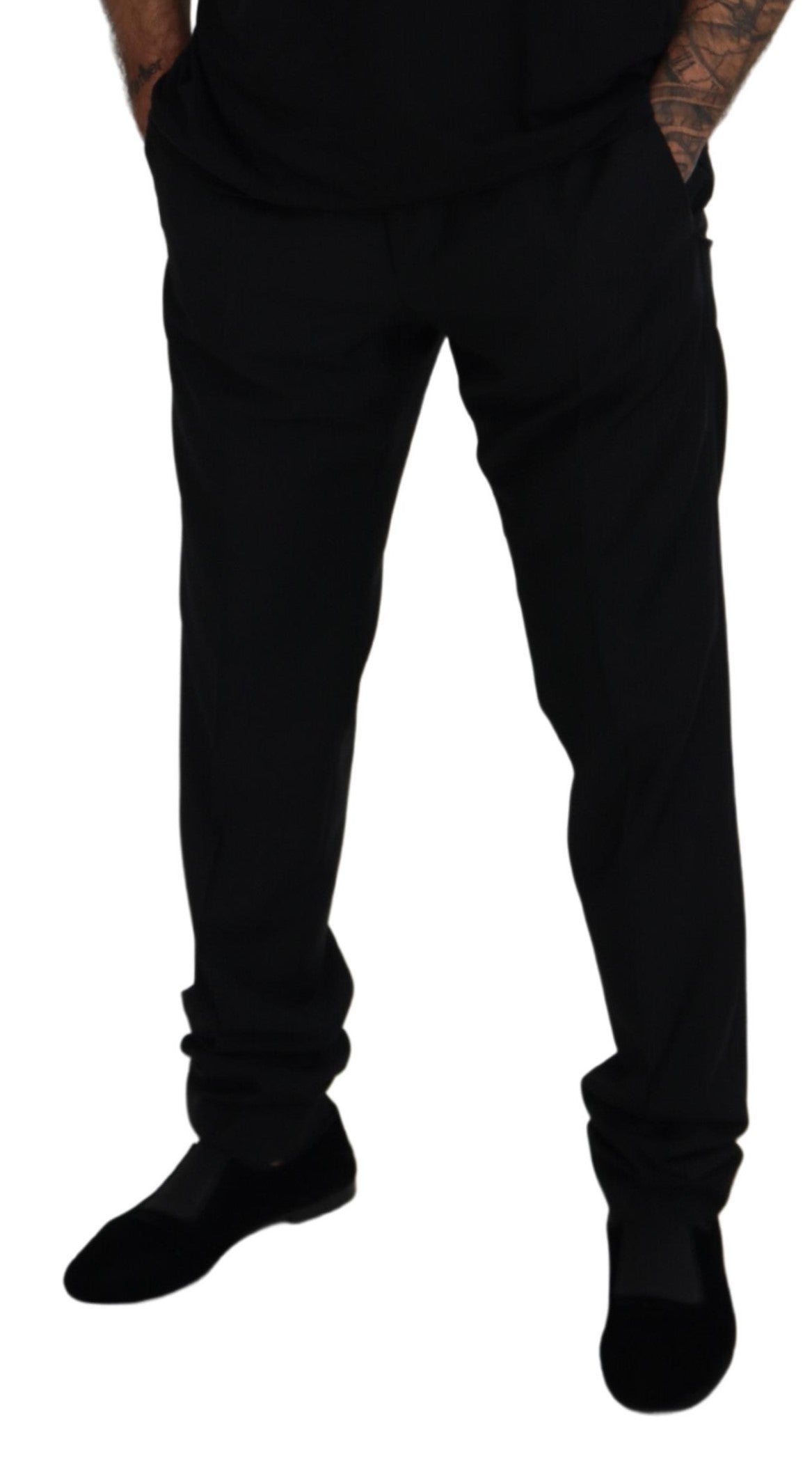 Dolce & Gabbana Black Wool Chino Formal Pants Dolce & Gabbana