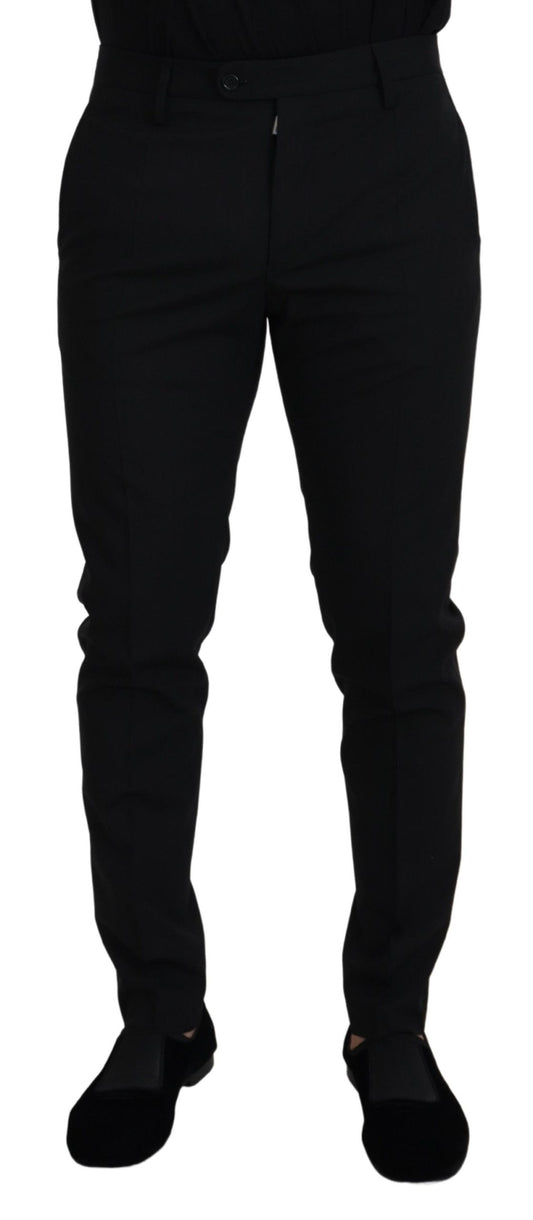 Dolce & Gabbana Black Polyester Chino Formal Pants Dolce & Gabbana