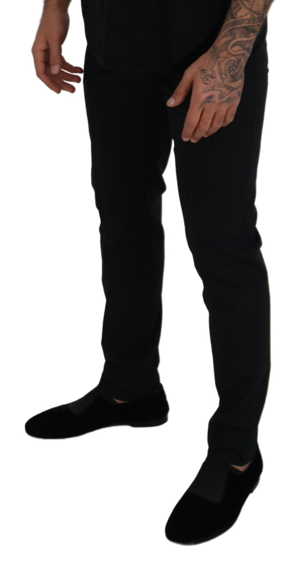 Dolce & Gabbana Black Polyester Chino Formal Pants Dolce & Gabbana