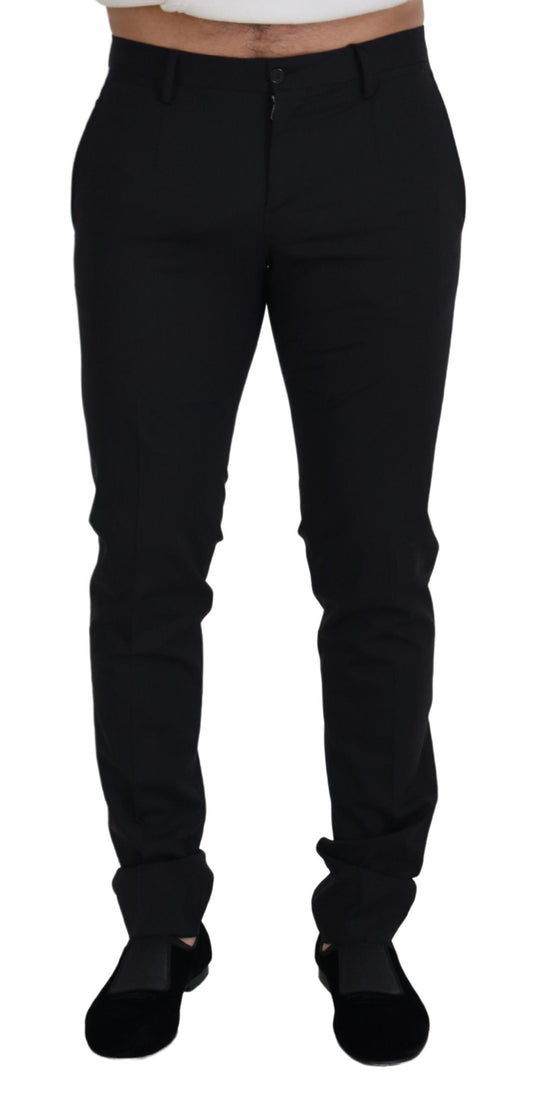 Dolce & Gabbana Black Wool Chino Formal Pants Dolce & Gabbana