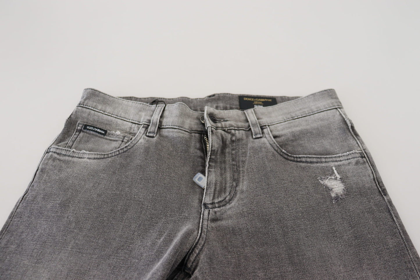 Dolce & Gabbana Grey Washed Cotton Skinny Denim Jeans Dolce & Gabbana