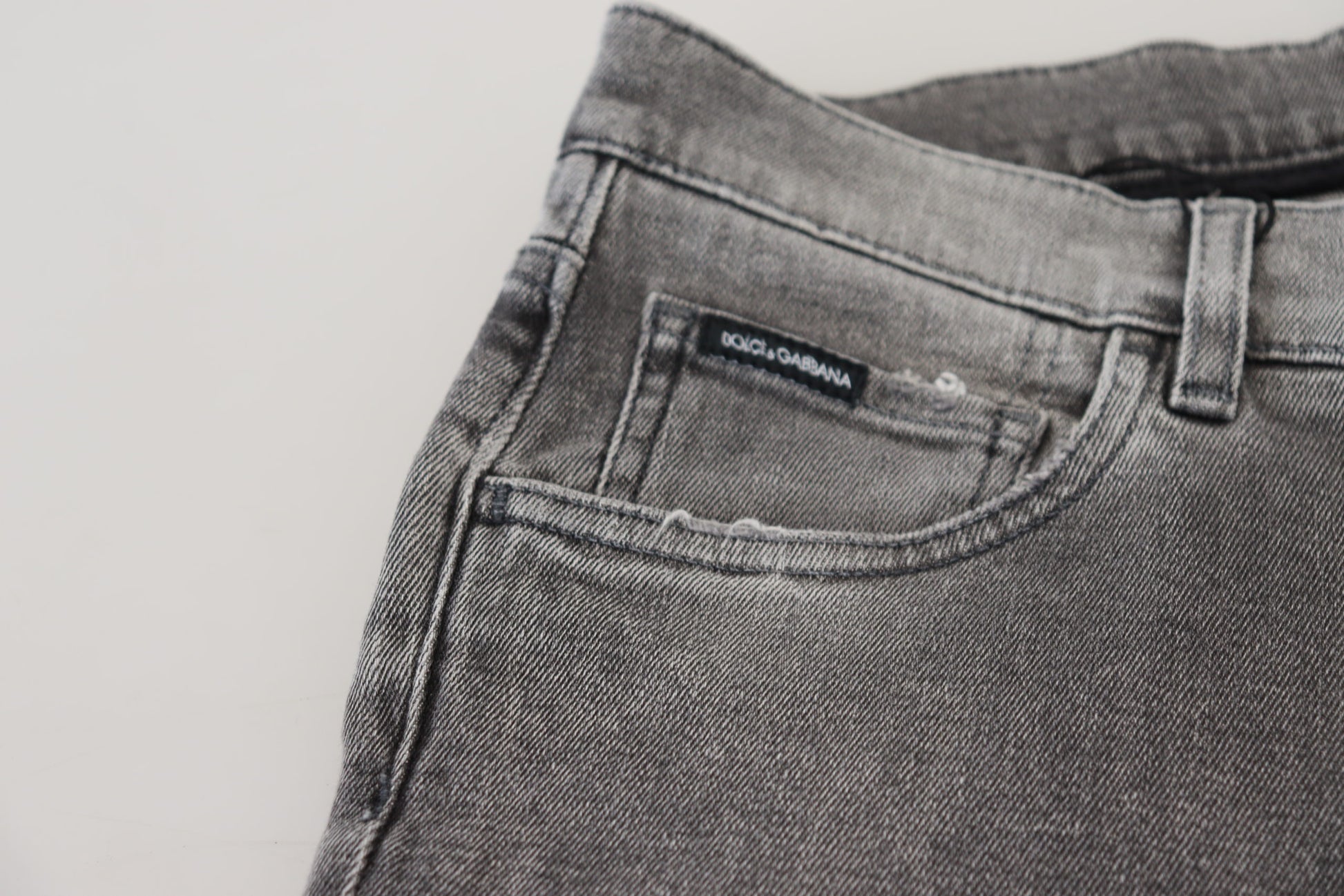 Dolce & Gabbana Grey Washed Cotton Skinny Denim Jeans Dolce & Gabbana