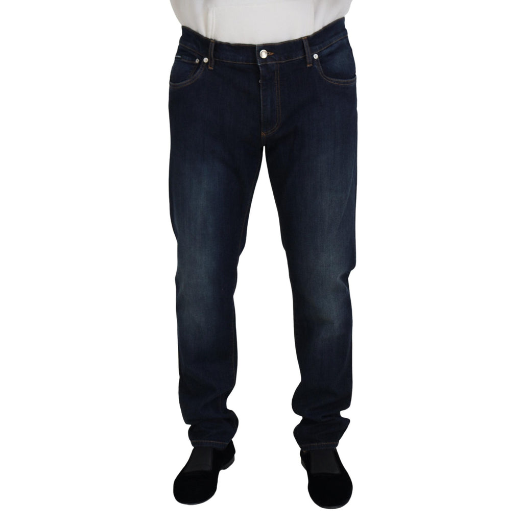 Dolce & Gabbana Blue Cotton Straight Fit Casual Denim Jeans