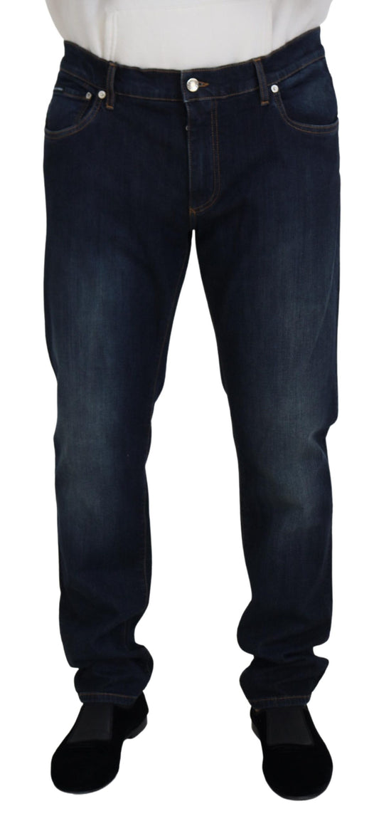 Dolce & Gabbana Blue Cotton Straight Fit Casual Denim Jeans Dolce & Gabbana
