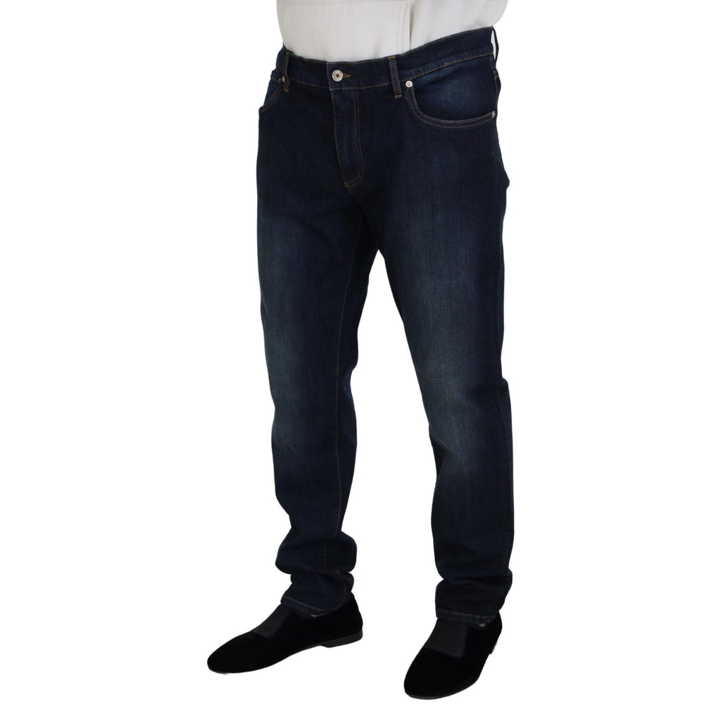 Dolce & Gabbana Blue Cotton Straight Fit Casual Denim Jeans