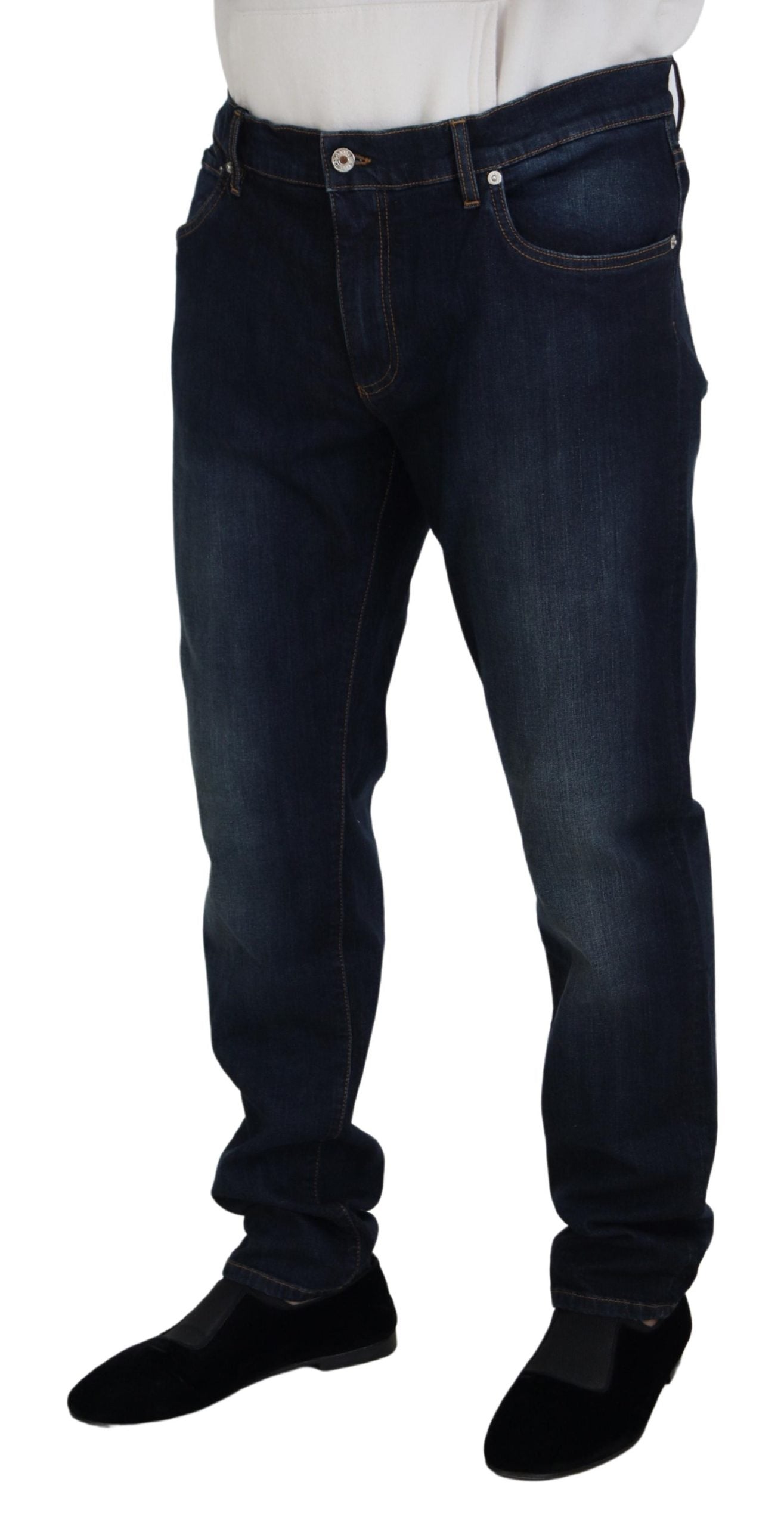 Dolce & Gabbana Blue Cotton Straight Fit Casual Denim Jeans Dolce & Gabbana