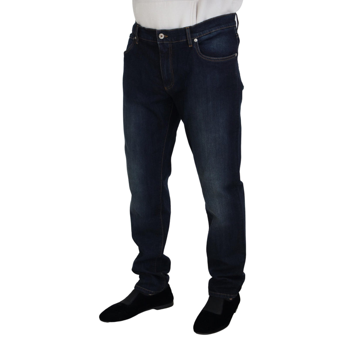 Dolce & Gabbana Blue Cotton Straight Fit Casual Denim Jeans