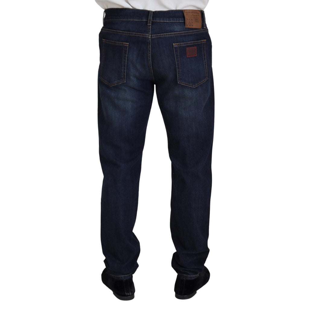 Dolce & Gabbana Blue Cotton Straight Fit Casual Denim Jeans