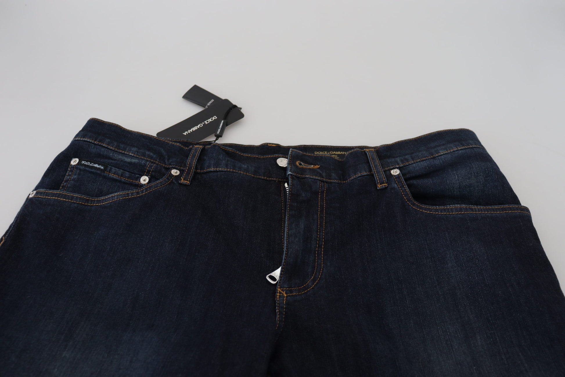 Dolce & Gabbana Blue Cotton Straight Fit Casual Denim Jeans Dolce & Gabbana