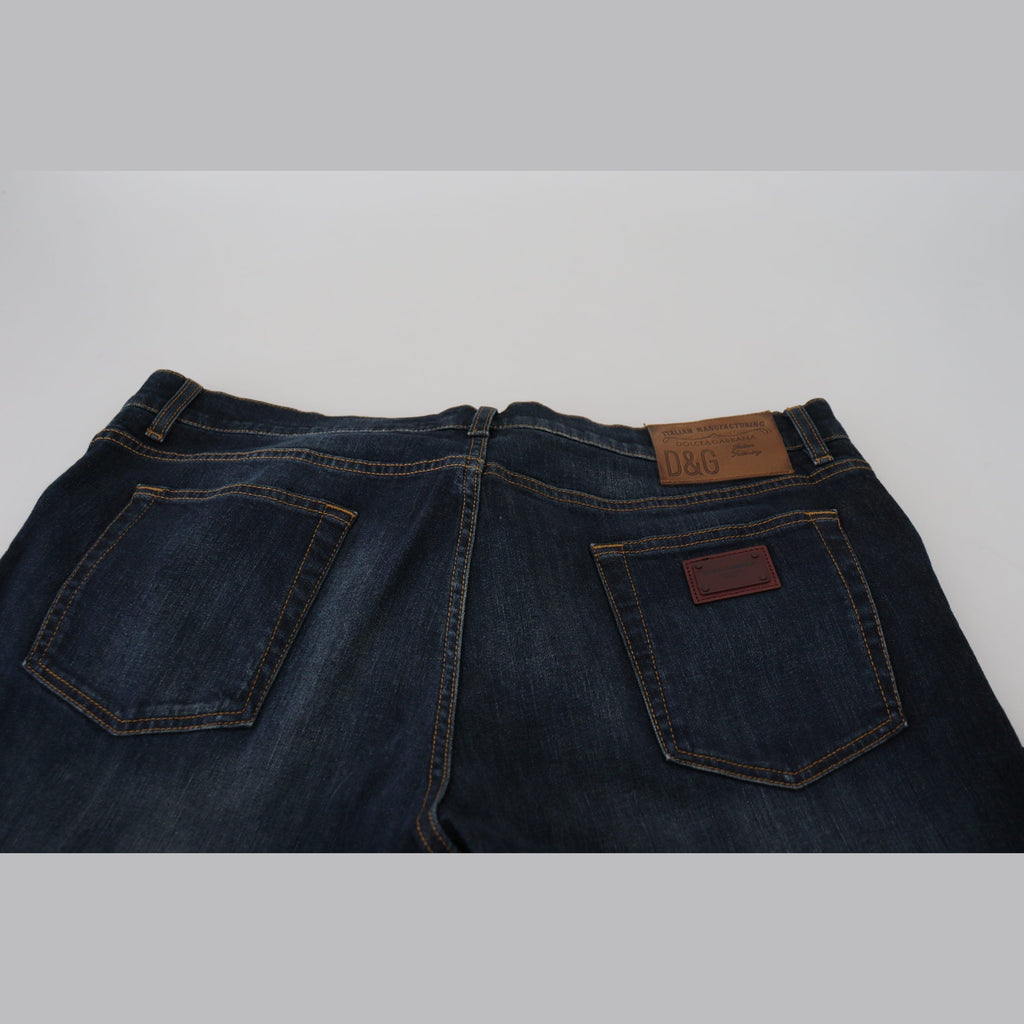Dolce & Gabbana Blue Cotton Straight Fit Casual Denim Jeans