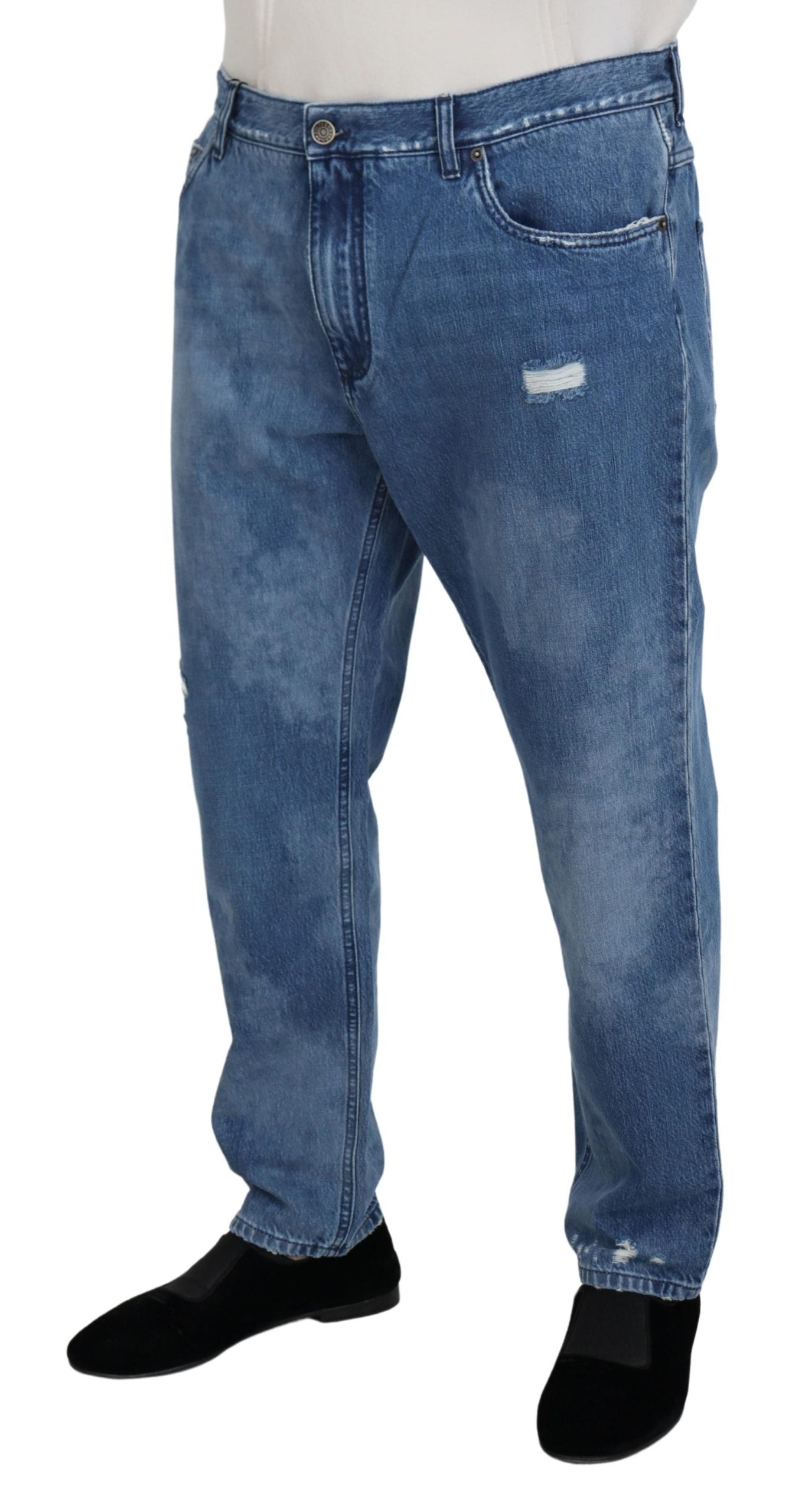 Dolce & Gabbana Blue Washed Cotton Casual Denim Jeans Dolce & Gabbana