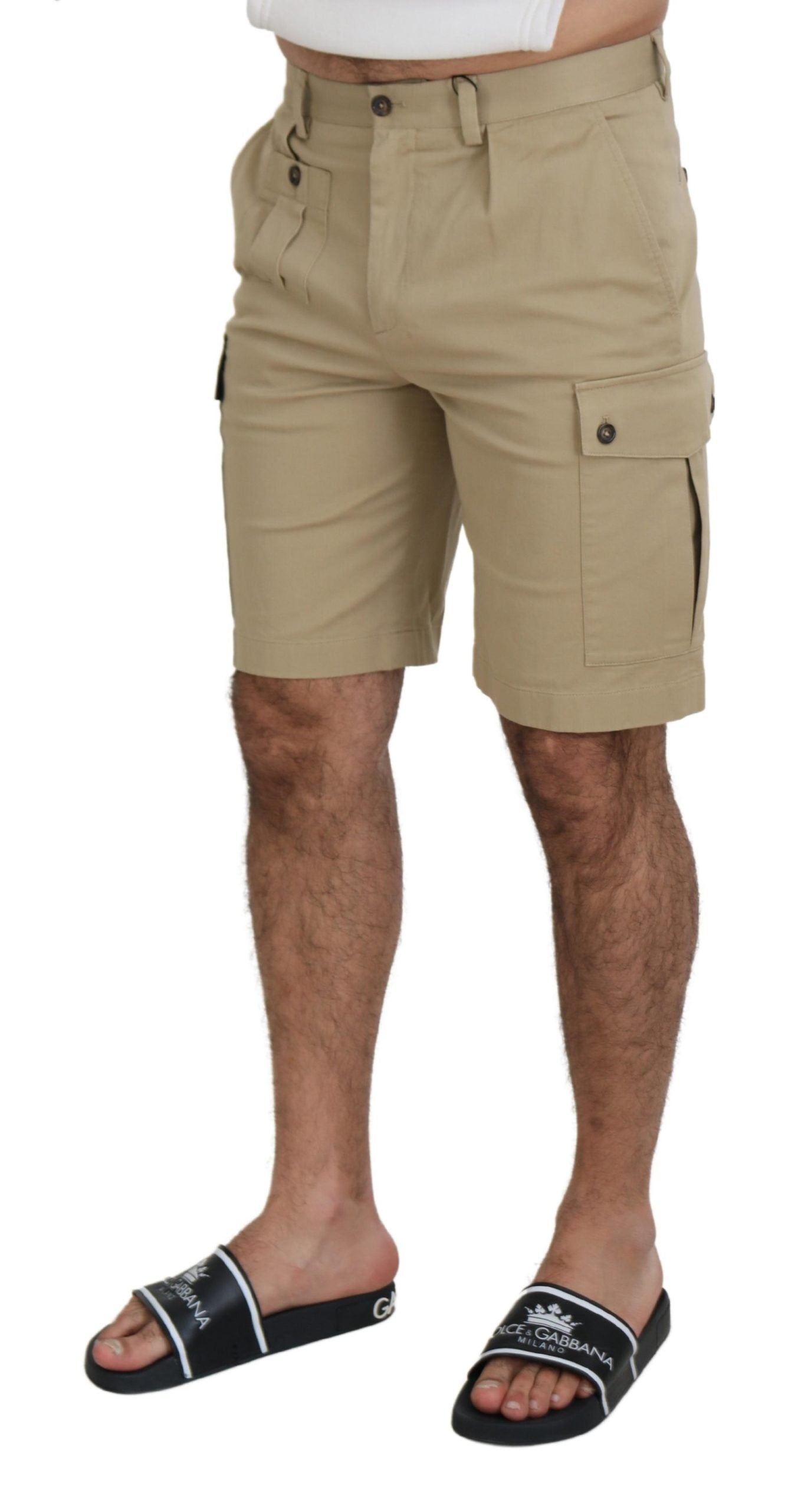 Dolce & Gabbana Beige Cotton Cargo Bermuda Shorts Dolce & Gabbana