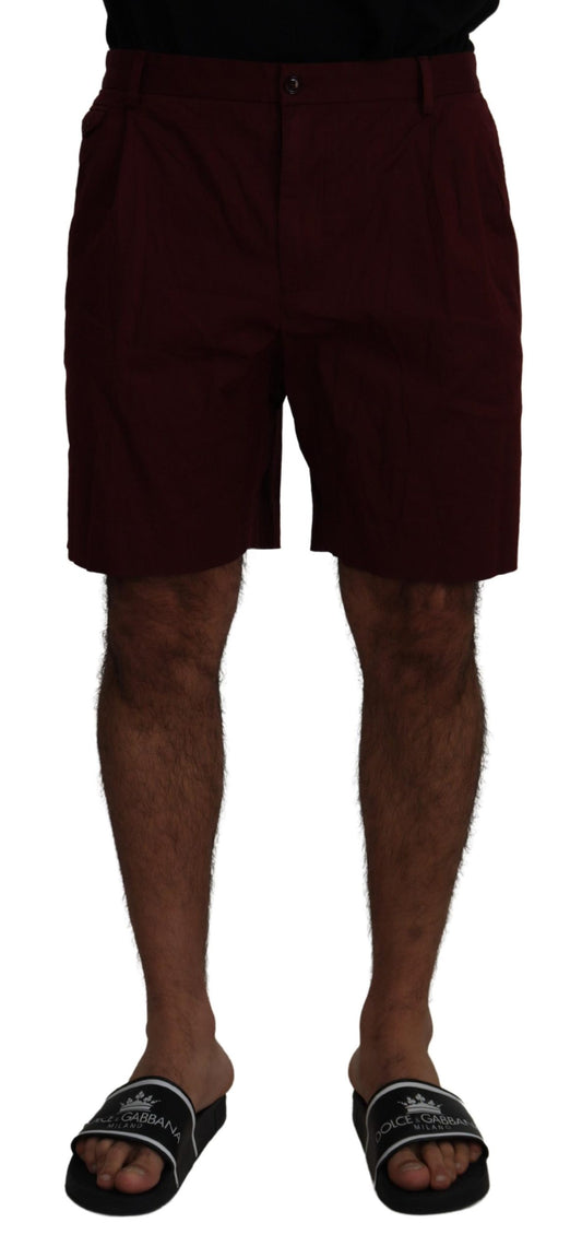 Dolce & Gabbana Maroon Cotton Bermuda Casual Shorts Dolce & Gabbana