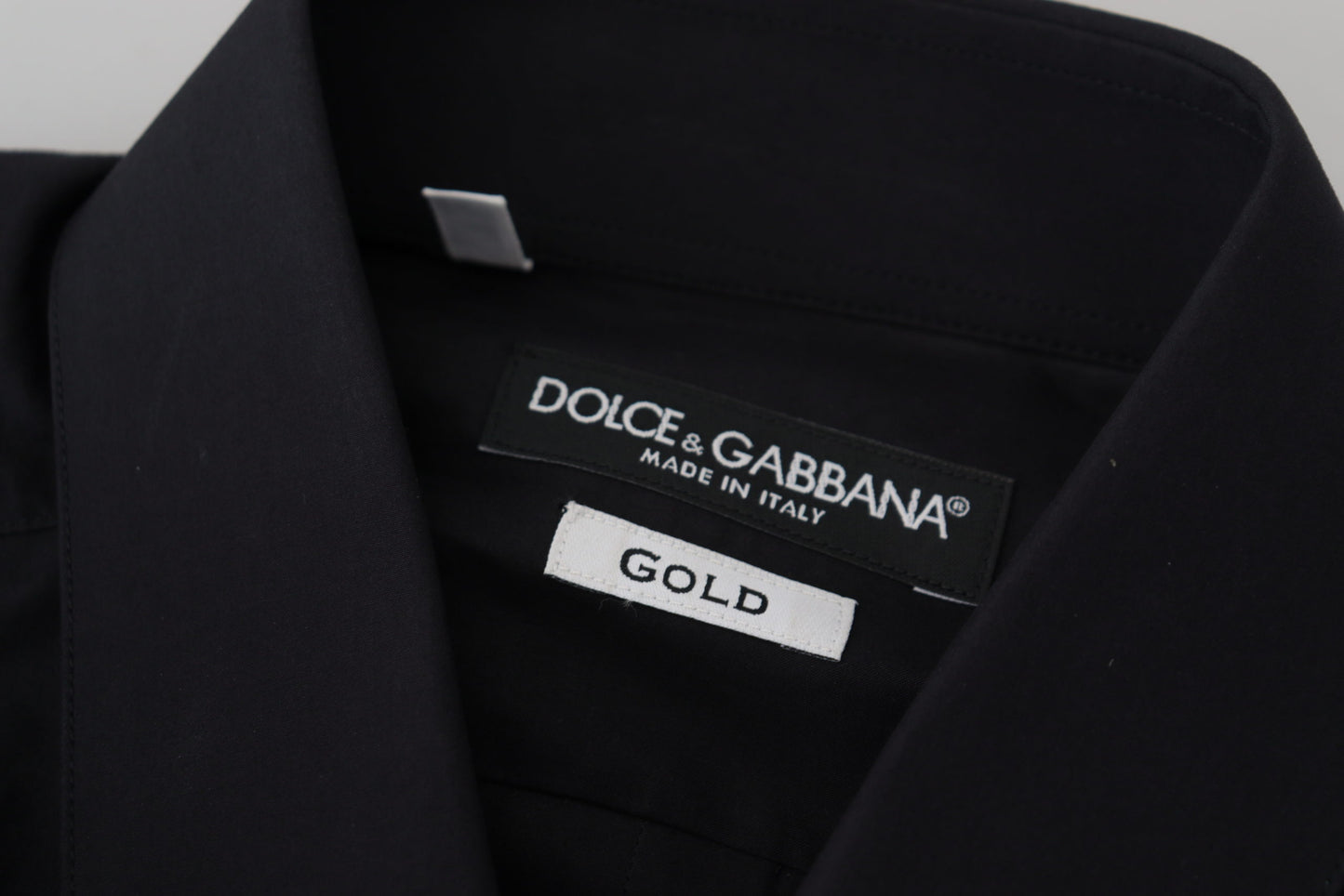 Dolce & Gabbana Black Cotton Slim Fit Formal Dress GOLD Shirt Dolce & Gabbana